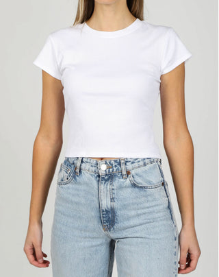 Cropped Ribbed Fitted Tee