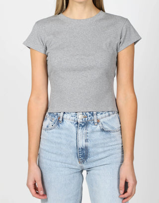 Cropped Ribbed Fitted Tee