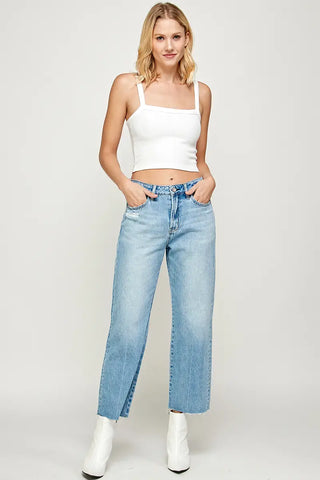 High Rise Straight Fit Jeans - Super Light Wash