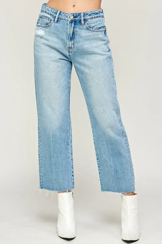 High Rise Straight Fit Jeans - Super Light Wash